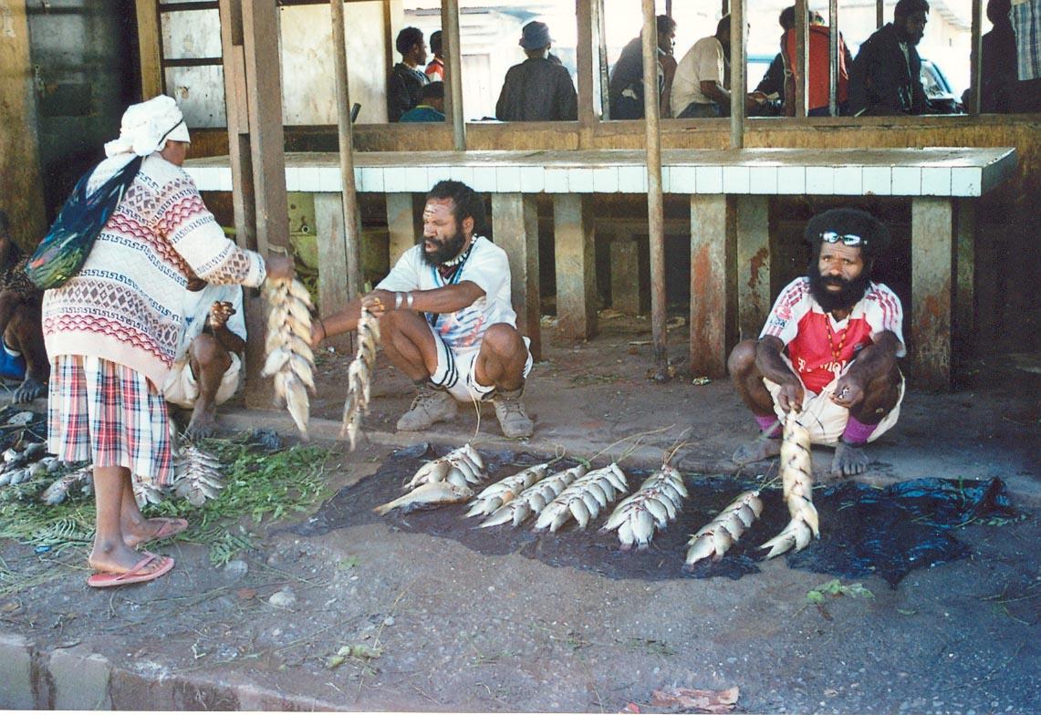 BD/153/21 -
visverkoop op de markt in Wamena