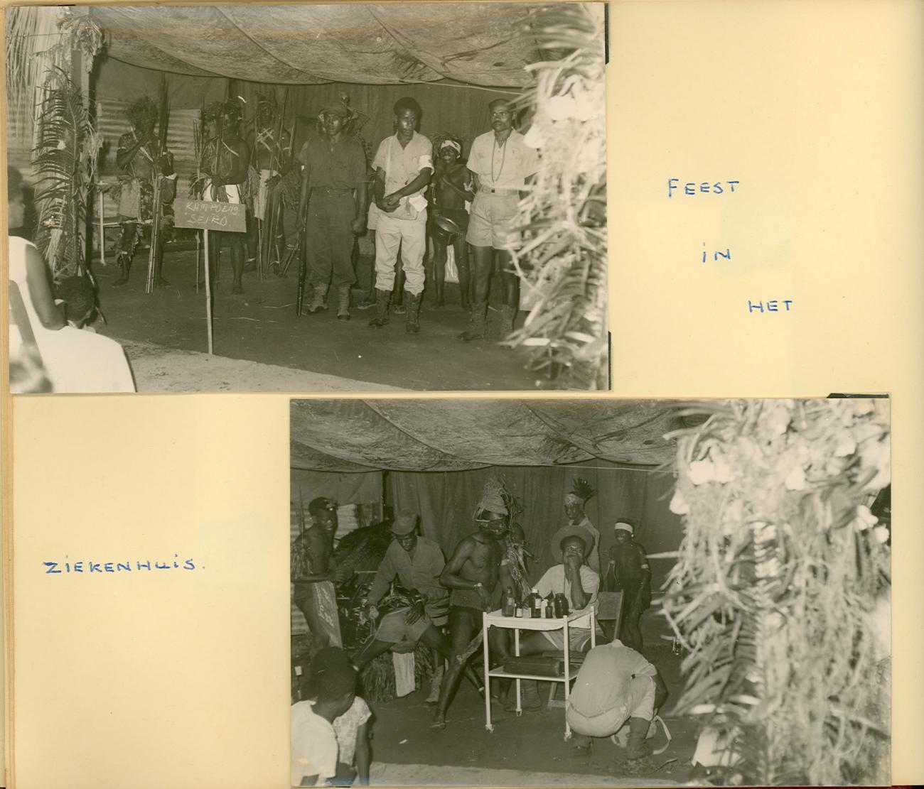 BD/83/66 - 
Farewell party for a Dutch physician of the Sarmi hospital: Dutch nurses and a physician performing a play
