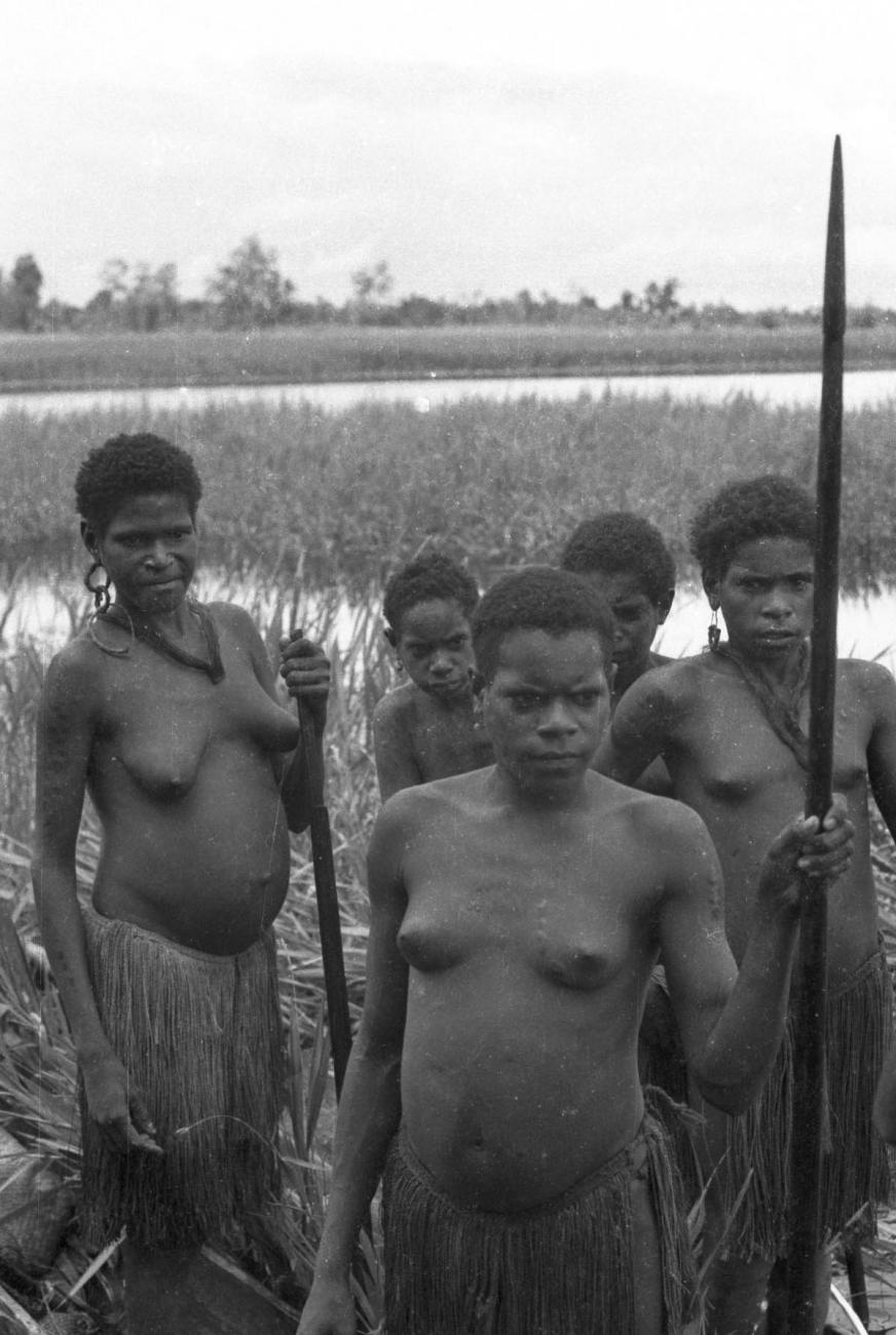 BD/133/437 -
Tocht Merauke-Kepi-Cookrivier vv: Vrouwen in het riet