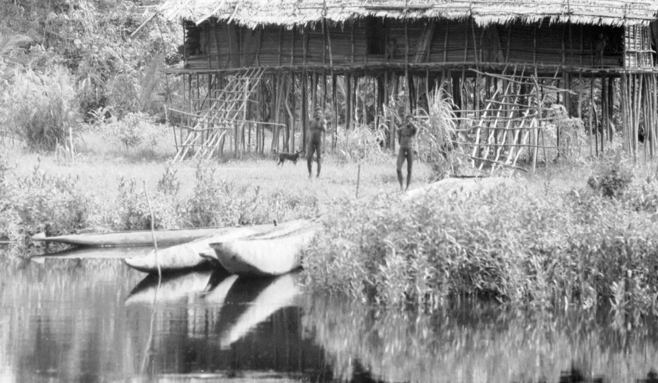 BD/133/47 -
Trip Merauke-Kapi: praus on the river shore