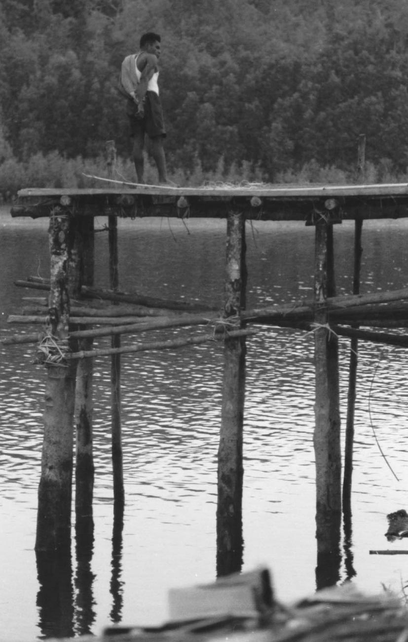 BD/133/66 -
Trip Merauke-Kapi: Man on pier on the river