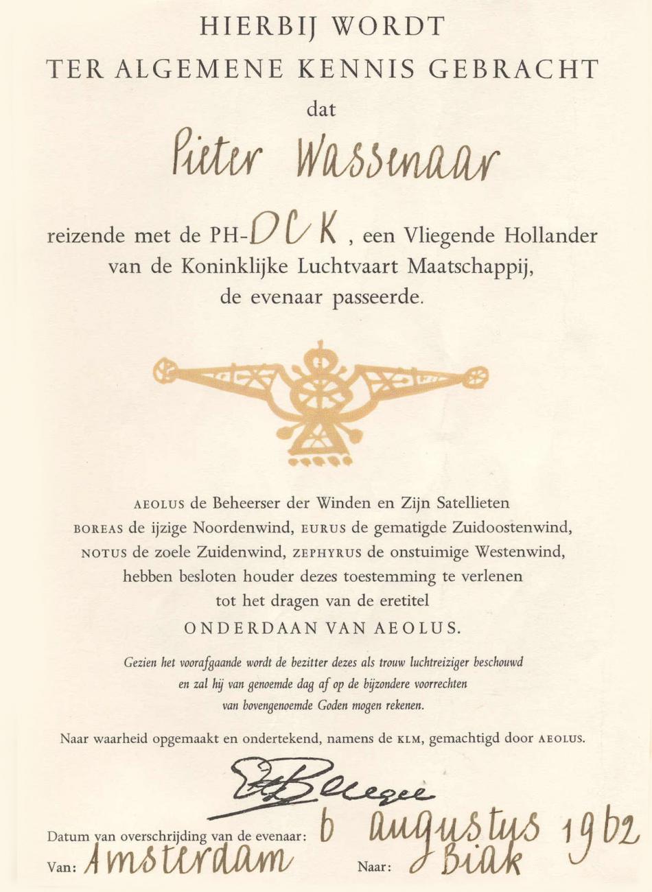 BD/277/5 -
Bewijs van passage evenaar