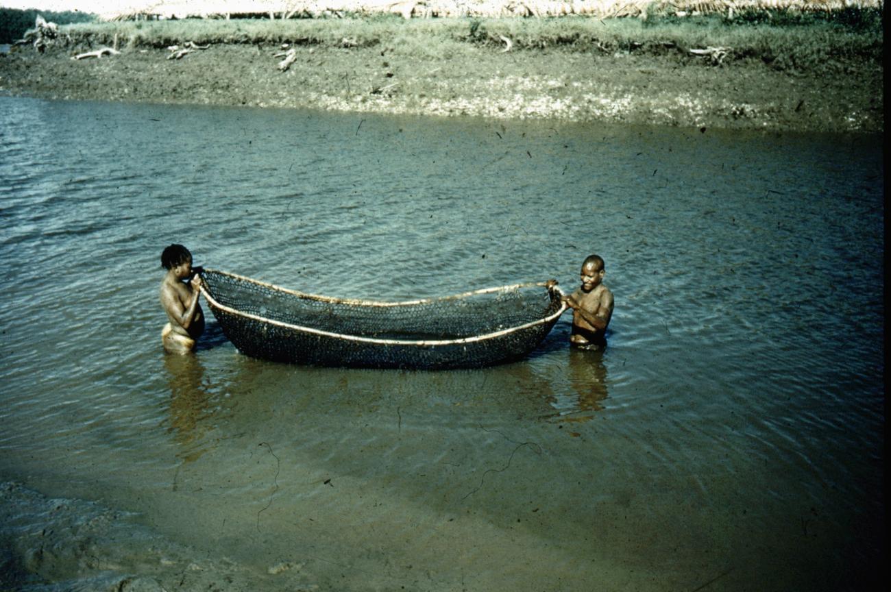 BD/66/250 -
Vrouwen vissen in de rivier in het Asmatgebied