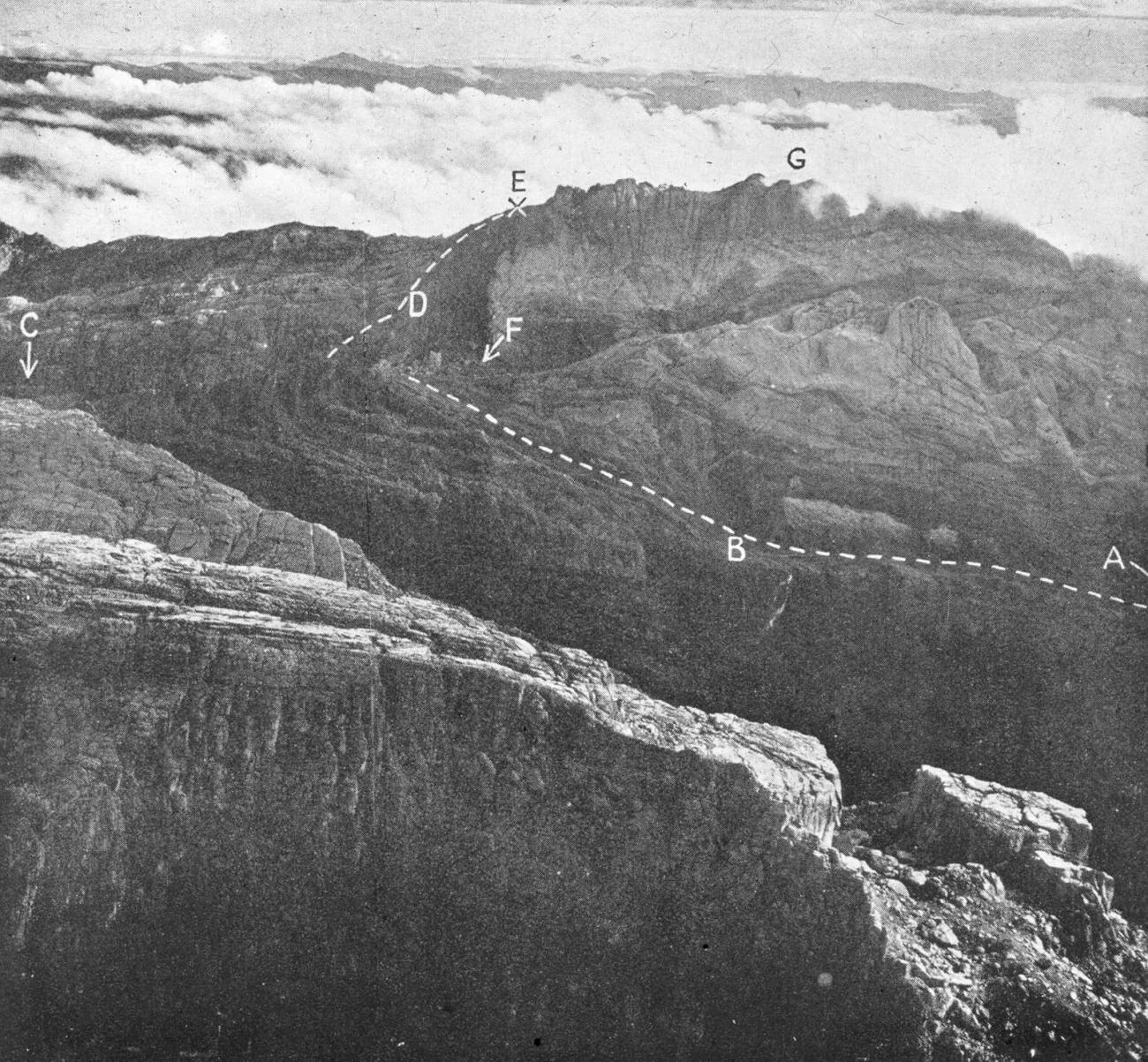 BD/66/440 -
Berglandschap met daarop ingetekend een route